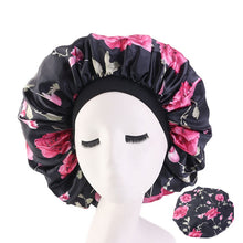 Load image into Gallery viewer, Extra Large Floral Print Satin Bonnet
