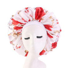 Load image into Gallery viewer, Extra Large Floral Print Satin Bonnet
