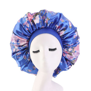 Extra Large Floral Print Satin Bonnet