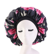 Load image into Gallery viewer, Extra Large Floral Print Satin Bonnet
