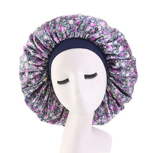 Extra Large Floral Print Satin Bonnet