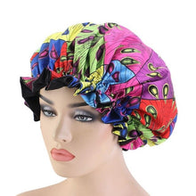 Load image into Gallery viewer, Extra Large Silk Print Satin Bonnet
