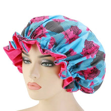 Load image into Gallery viewer, Extra Large Silk Print Satin Bonnet
