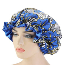 Load image into Gallery viewer, Extra Large Silk Print Satin Bonnet
