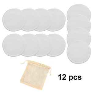 12PCS/SET Reusable Bamboo Fiber Washable Round Pads